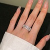 Square Rhodium Plated 925 Sterling Silver Micro Pave Cubic Zirconia Finger Rings RJEW-F168-10P-2