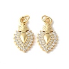 Brass Micro Pave Clear Cubic Zirconia Pendants ZIRC-I071-06G-1