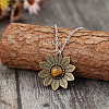 Alloy with Tiger Eye Flower Pendant Necklaces for Women FS-WGB1948-01-1