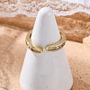 Brass Micro Pave Cubic Zirconia Open Cuff Rings for Women LS-RJEW-G341-03G-02-2