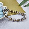 Natural Obsidian Round Carved Om Mani Padme Hum Beads Strands G-OC0001-35-7