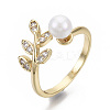 Brass Micro Pave Clear Cubic Zirconia Cuff Finger Rings RJEW-N030-002-NF-3