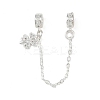 Brass Pave Clear Cubic Zirconia European Safety Chains with Charms KK-L236-16A-S-1