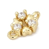 Brass Micro Pave Clear Cubic Zirconia Connector Charms LS-KK-Z094-08G-01-2