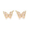 Brass Pave Clear Cubic Zirconia and Cat's Eye Pendants KK-T074-122G-1