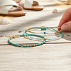 3Pcs 3 Styles Brass & Glass & Natural Green Aventurine Beaded Braclet Set WN5918-2-3