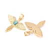 Brass Micro Pave Cubic Zirconia with Synthetic Turquoise Pendants KK-G543-13G-02-2