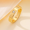 304 Stainless Steel & Cubic Zirconia Finger Rings FS-WG10832-05-2