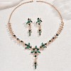 Flower Brass Rhinestone Pendant Necklaces & Stud Dangle Earrings FS-WG58BAB-01-2