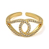 Leaf Brass Micro Pave Cubic Zirconia Open Cuff Rings for Women RJEW-Z050-18G-2