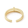 Clear Cubic Zirconia Cross Open Cuff Ring RJEW-G283-08G-3