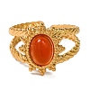 Oval Natural Carnelian Finger Rings RJEW-Q822-23G-01-2