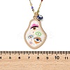Printed Alloy Enamel Pear & Brass Enamel Evil Eye Pendant 304 Stainless Steel Enamel Dapped Chain Necklaces for Women NJEW-JN06361-5