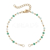 Handmade 304 Stainless Steel and Faceted Rondelle Glass Beaded Chain Bracelet Making AJEW-JB01476-01-1
