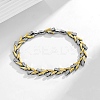 Brass Micro Pave Clear Cubic Zirconia Wheat Link Chain Bracelets for Women BJEW-B145-01-1