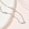 Brass Micro Pave Clear Cubic Zirconia Heart Link Chain Bracelets KK-CBA6980-23P-2