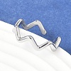 Non-Tarnish 304 Stainless Steel Wave Open Cuff Ring for Women RJEW-I085-13P-02-3