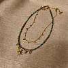 2pcs Star Moon Flat Round Alloy & Resin Imitation Gems Beaded Pendant Necklaces WG39DA0-03-1
