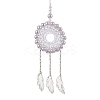 Acrylic Woven Net/Web with Feather Pendant Decorations HJEW-JM02352-04-1