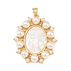 Natural White Shell Oval Pendants KK-F919-46G-1