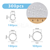 300Pcs 3 Styles Rack Plating Brass Open Jump Rings FIND-DC0006-44-2