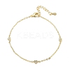 Brass Micro Pave Clear Cubic Zirconia Heart Link Chain Bracelets KK-CBA6980-23G-4
