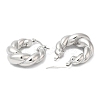 304 Stainless Steel Rope Chains Shape Hoop Earrings EJEW-B026-01P-2
