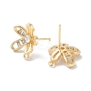Brass Micro Pave Cubic Zirconia Stud Earring Findings KK-E107-17G-2