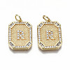 Brass Micro Pave Clear Cubic Zirconia Pendants KK-S356-234R-G-NF-1