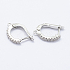 Brass Micro Pave Cubic Zirconia Hoop Earring Findings with Latch Back Closure KK-K220-08-2