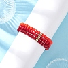 3Pcs Faceted Imitation Jade & Opaque Glass Rondelle Beaded Stretch Bracelets for Women BJEW-JB12563-05-3