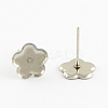 Flower Earring Enamel Settings 304 Stainless Steel Stud Earring Findings STAS-Q170-05-1