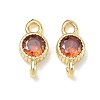 Brass Pave Cubic Zirconia Flat Round Connector Charms KK-P348-11G-06-1