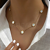 Golden 201 Stainless Steel Flower Pendant Necklace for Women WB0068-1-2