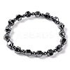 Round & Faceted Bicone Drum Synthetic Non-magnetic Hematite Beaded Stretch Bracelets for Women BJEW-Q345-02-1