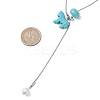 Dyed Synthetic Turquoise Horse with Shell Pearl Beads Pendant Necklaces NJEW-JN05895-01-3