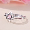 Flower Brass Micro Pave Pearl Pink Cubic Zirconia Finger Rings FS-WGCFB35-06-4