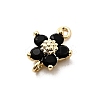 Brass Pave Cubic Zirconia Flower Links Connector Charms KK-H089-34G-03-3