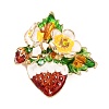 KC Gold Plated Alloy Enamel Strawberry Brooches JEWB-L017-01KCG-02-1