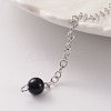 Platinum Tone Brass Black Agate Cone Hexagonal Pointed Dowsing Pendulums MAK-M015-01C-3