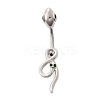 Alloy Rhinestone Snake Curved Barbell Belly Rings LS-AJEW-R007-03P-03-4
