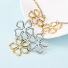 304 Stainless Steel Two Tone Flower Bib Necklaces for Women NJEW-F361-01GP-5
