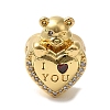 Heart Rack Plating Brass Micro Pave Cubic Zirconia European Beads KK-G511-02C-G-1