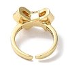 Bowknot Brass Micro Pave Clear Cubic Zirconia Open Cuff Rings for Women LS-RJEW-C098-13G-3