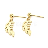 Rack Plating Brass Leaf Dangle Stud Earrings KK-C026-06G-1
