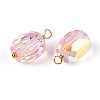 Electroplate Glass Barrel Charms STAS-N110-14G-2