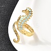 Ocean Theme 304 Stainless Steel & Enamel Cuff Rings for Women RJEW-F192-01B-G-3