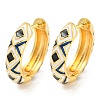 Rack Plating Rhombus Pattern Brass Enamel Hoop Earrings EJEW-C102-47G-2