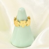 Flower 304 Stainless Stee Open Cuff Rings for Women RJEW-Q006-03D-G-4