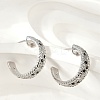 C-Shaped Brass Micro Pave Cubic Zirconia Stud Earrings for Women EJEW-G428-21P-02-3